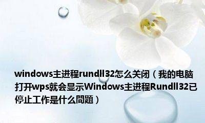 解决主程序rundll32已停止工作弹窗的问题（如何有效解决Windows系统中rundll32停止工作的错误）